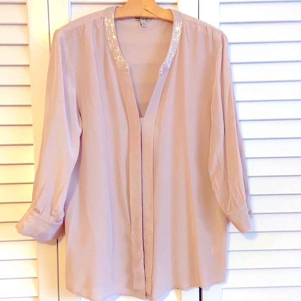 Anthropologie blush blouse with shell buttons